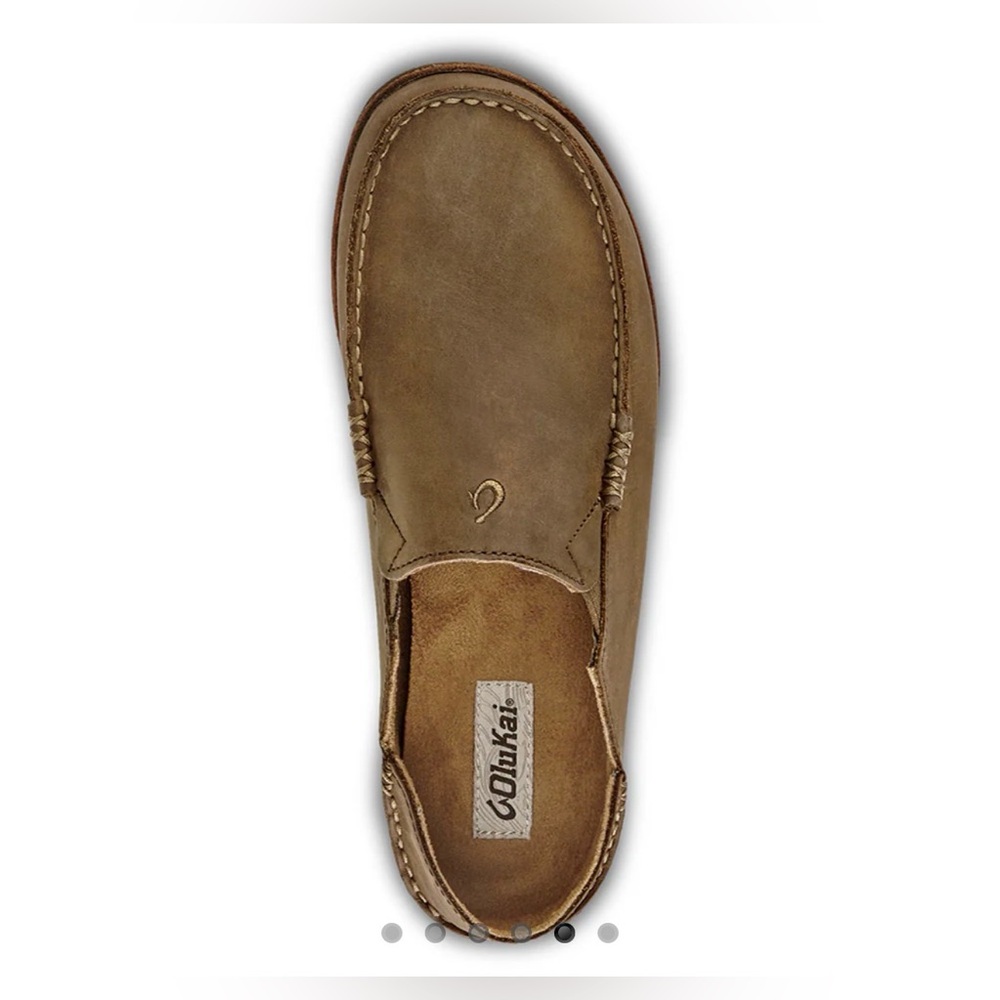 Olukai Moloa Men's Slip On Casual Shoes Brown Leather Loafer Drop In Heel M9.5